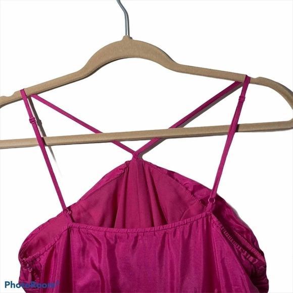 Express Y2K 90’ 100% Silk Pink Maxi Dress w/ flower detail - Picture 9 of 17